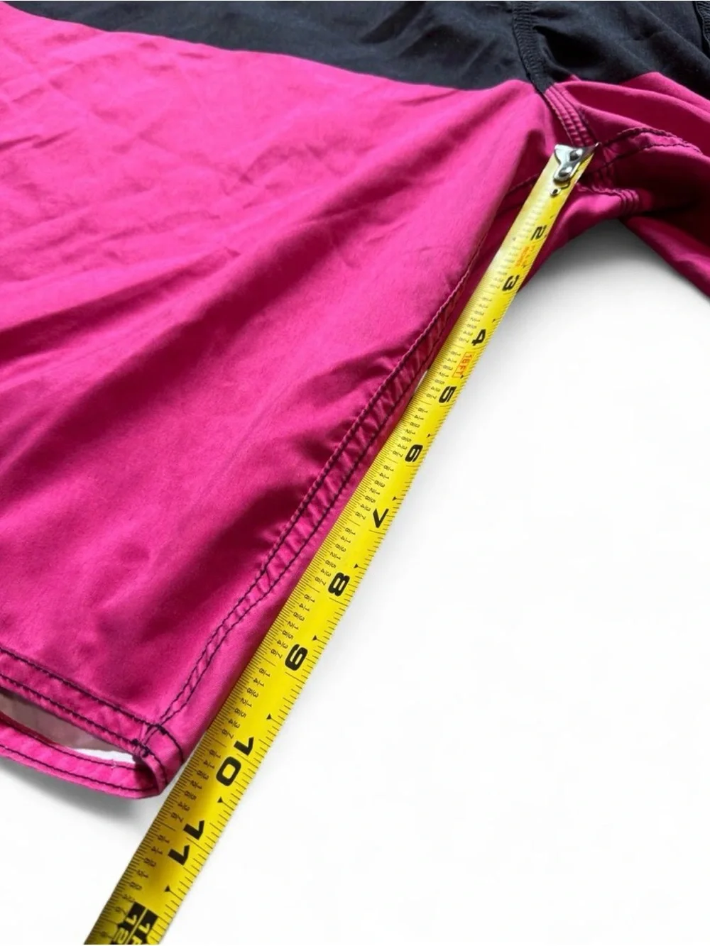 Quiksilver Men’s Black and Magenta Colorblock Swim Board Shorts